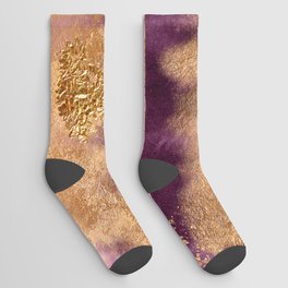 Purple Magenta And Gold Watercolor Texture Socks