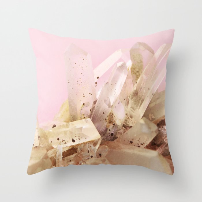 Quartz Crystals on Blush Throw Pillow