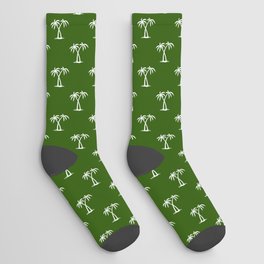 Green And White Palm Trees Pattern Socks