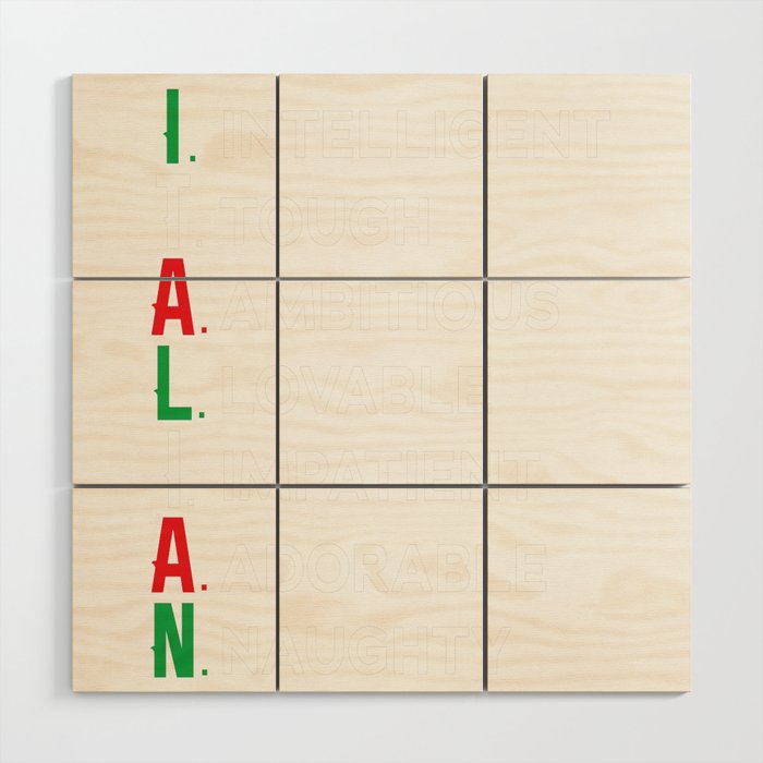 Italian Flag Colors Intelligent Tough Ambitious Lovable Wood Wall Art