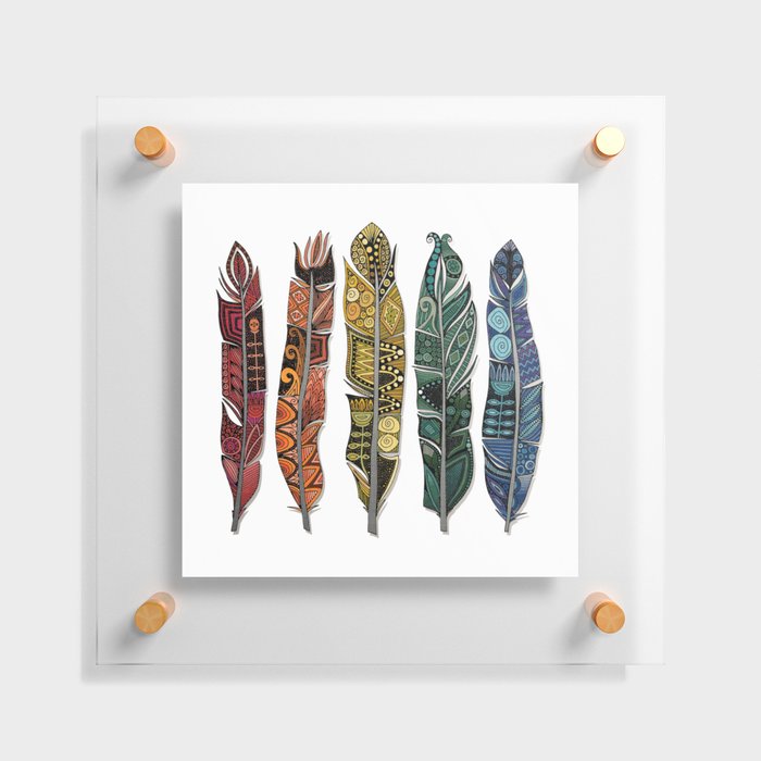 boho rainbow feathers Floating Acrylic Print