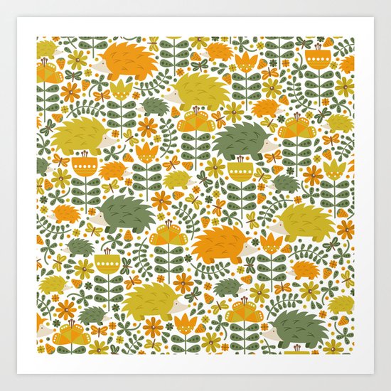 Autumn Hedgehog Forest Art Print