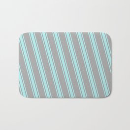 [ Thumbnail: Dark Gray and Turquoise Colored Stripes/Lines Pattern Bath Mat ]