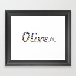 The name Oliver written with Gemstones in all colors and in all shapes Framed Art Print