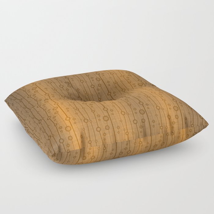 Gold Silk Metallic Wood Modern Collection Floor Pillow