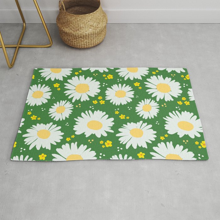 Spring Daisies 001 on Green Rug