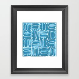 vote - block print word pattern blue and white Framed Art Print