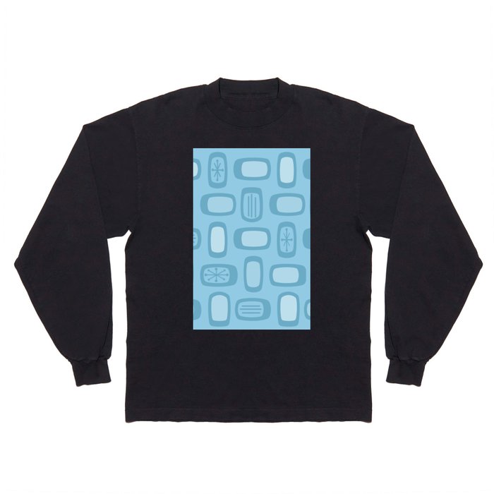 Midcentury MCM Rounded Rectangles Baby Blue Long Sleeve T Shirt