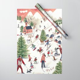Skiing in snow mountains Wrapping Paper