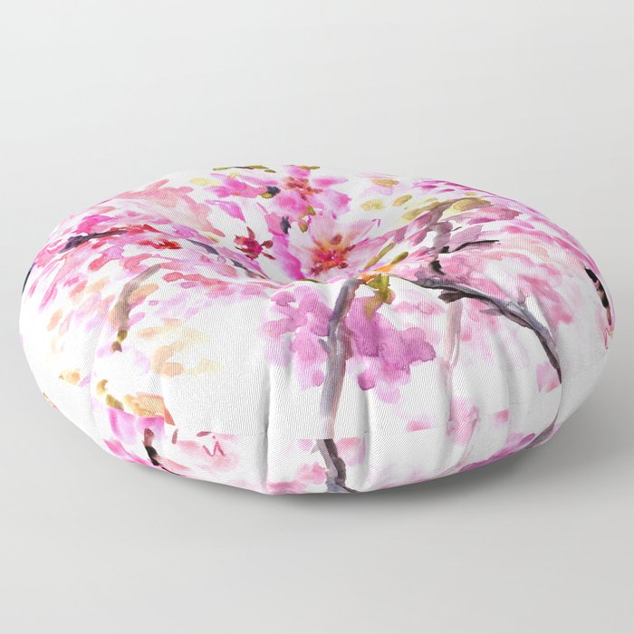 Cherry Blossom pink floral texture spring colors Floor Pillow
