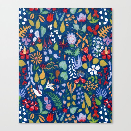 Colorful botanical pattern Canvas Print