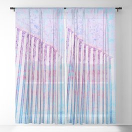 blue and pink skyscraper abstract architecture construction Sheer Curtain