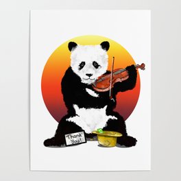 Panda Playing a Violin Poster