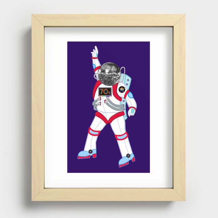 Disco Ball Astronaut Recessed Framed Print