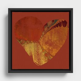 Southwestern Sunset Heart - grungy heart, copper orange ochre boho Framed Canvas