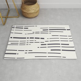 Abstract broken lines - black on off white Area & Throw Rug