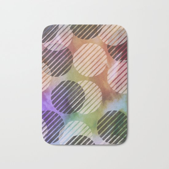 Circles and Lines in Rainbow Batik Bath Mat