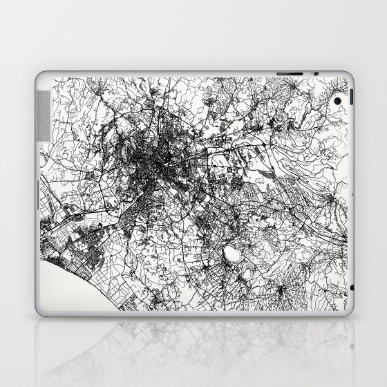 Rome, Italy - Black and White City Map Laptop & iPad Skin