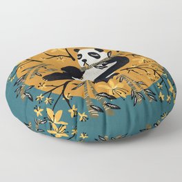 Panda Vibes – Teal & Ochre Floor Pillow