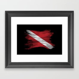 Diver Down flag brush stroke, Dive flag Framed Art Print