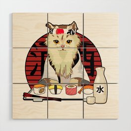 Sushi Cat Wood Wall Art