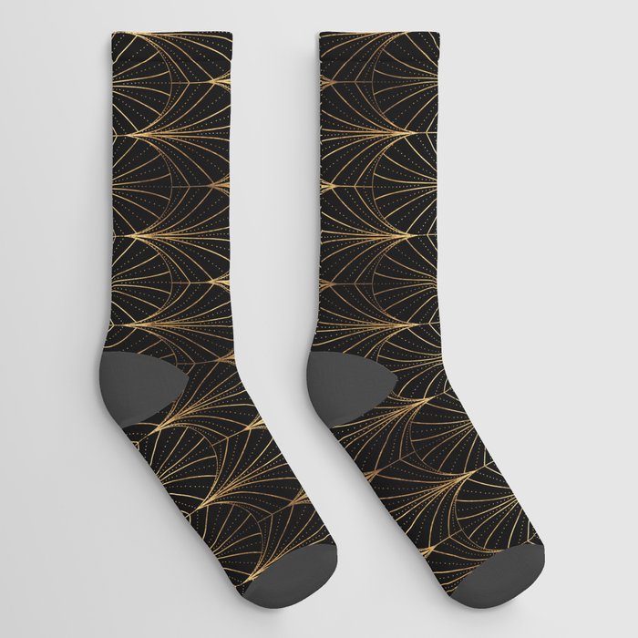 Art Deco Waterfalls // Black Luxe Socks by Wellington Boot Society6