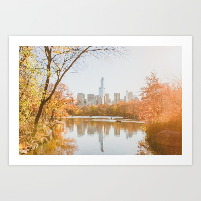 Fall in NYC on the Pond Art Print