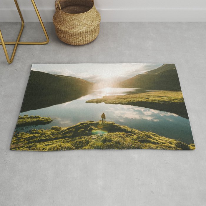 Switzerland Mountain Lake Sunrise - Landscape Photography Rug