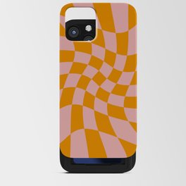 Wavy Check - Orange And Pink - Checkerboard Pattern Print iPhone Card Case