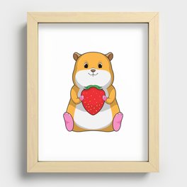 Hamster with Strawberry Recessed Framed Print