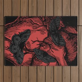 Moths Eating My Heart Gothic Art Outdoor Rug