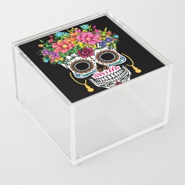 Flower Sugar Skull Muertos Day Of Dead Halloween Acrylic Box