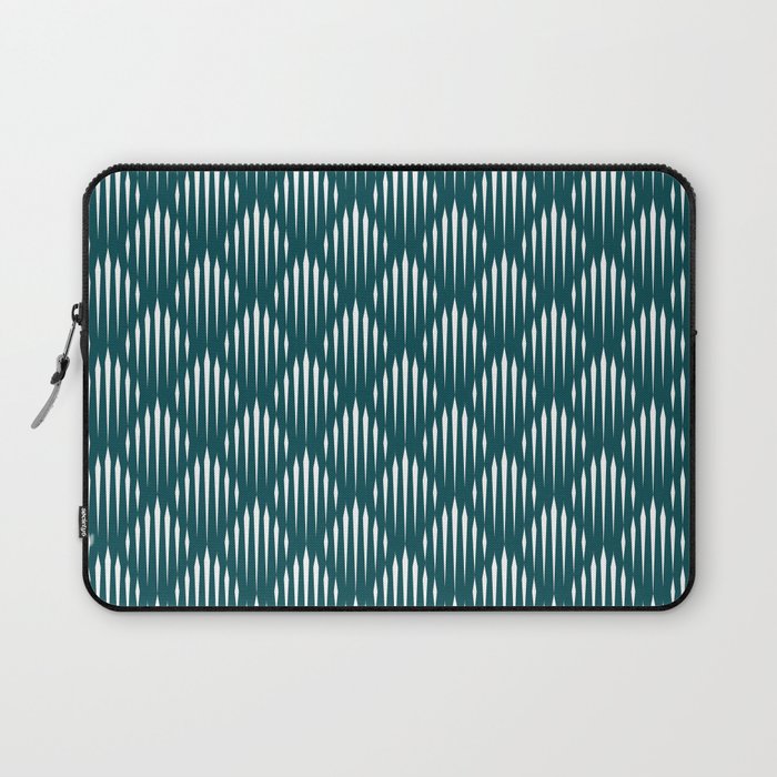 Teal Blue and White Abstract Pattern Laptop Sleeve