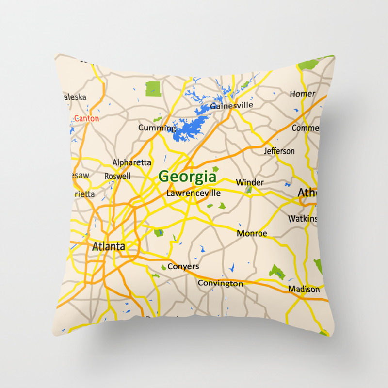 Georgia Map Design Usa Map Throw Pillow By Efratul Society6