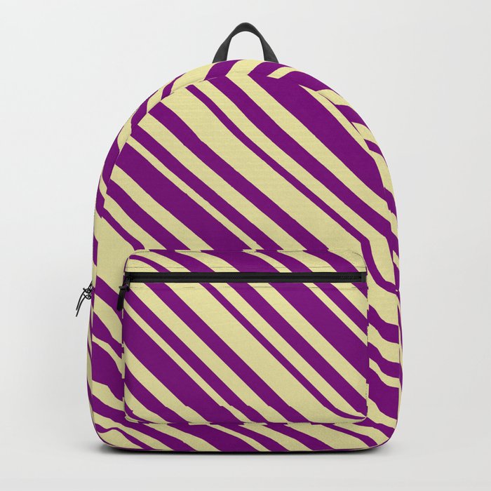 Pale Goldenrod and Purple Colored Lined Pattern Backpack