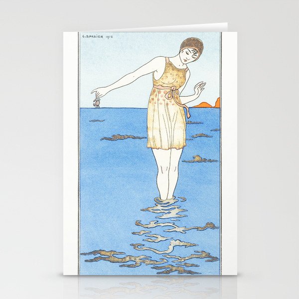Vintage Bathing Suit Illustration x Costume de Bain George Barbier Stationery Cards