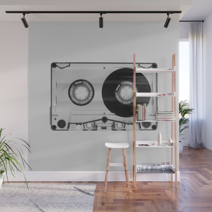 Vintage 80 S Cassette Black And White Retro Eighties Technology Art Print Wall Decor From 1980 S Wall Mural By Themotivatedtype Society6