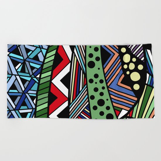 IT'S RAINING COLORS! (abstract tribal) Beach Towel