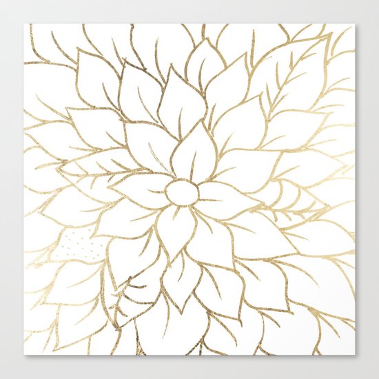 Gold faux foil chic floral elegant pattern Canvas Print