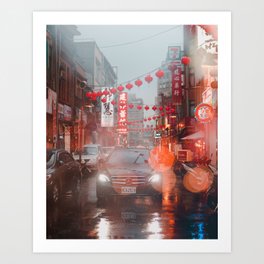 Car in Chinatown (Color) Art Print