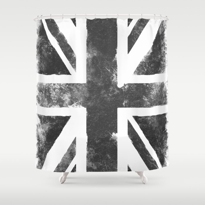 UK flag Grunge Black Shower Curtain