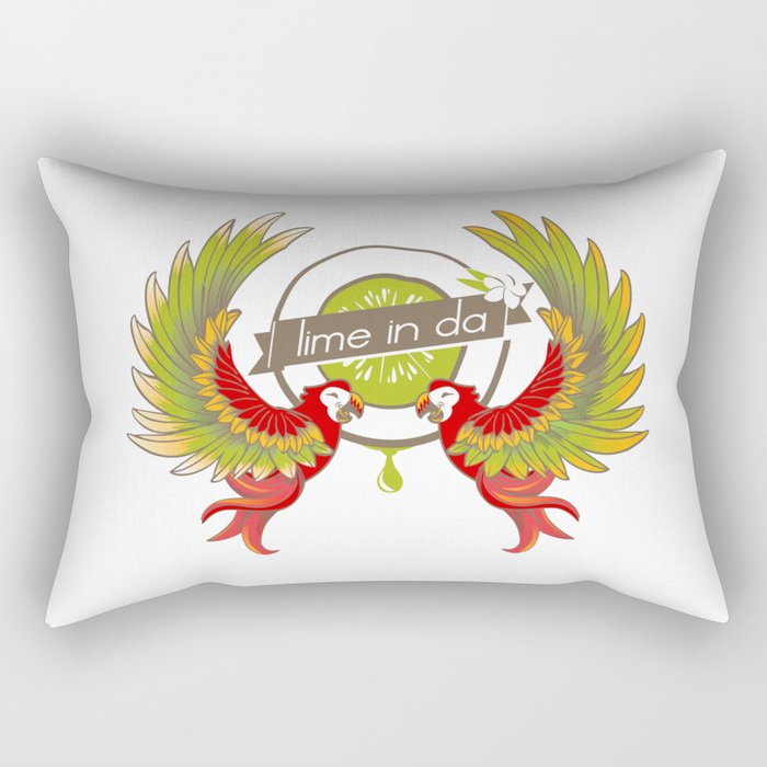Lime in the coconut and two scarlet macaws. Rectangular Pillow