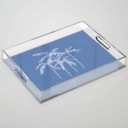 PalmTree - Blue White Minimalistic Line Art Design Pattern Acrylic Tray