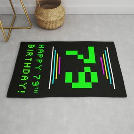 [ Thumbnail: 79th Birthday - Nerdy Geeky Pixelated 8-Bit Computing Graphics Inspired Look Rug ]