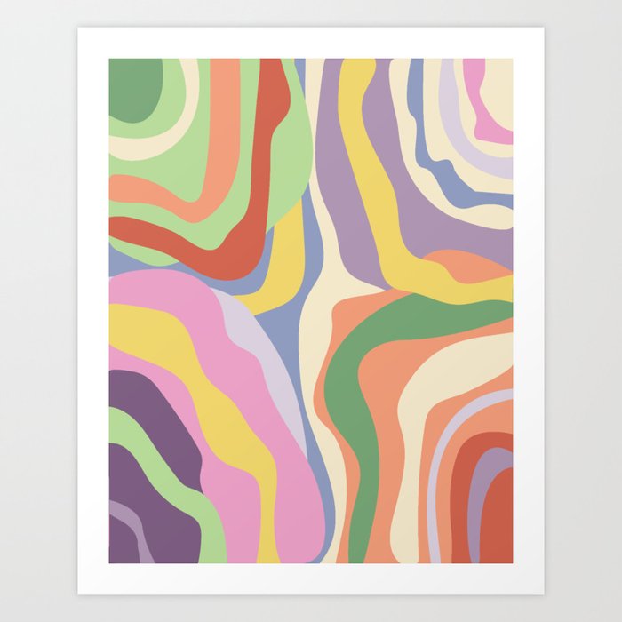 Retro Colorful Swirl Pattern Art Print