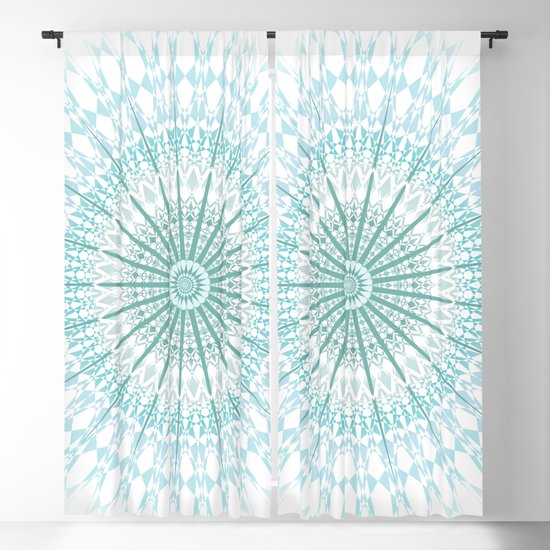 Turquoise White Mandala Blackout Curtain By Nina Baydur Society6