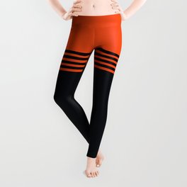 70s Orange Retro Striped Pattern Leggings