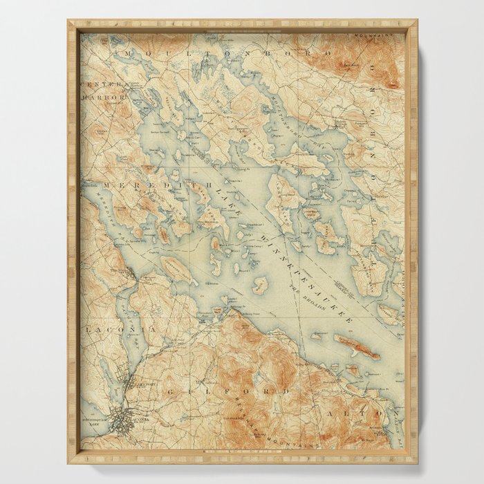 Vintage Map of Lake Winnipesaukee (1907) Serving Tray