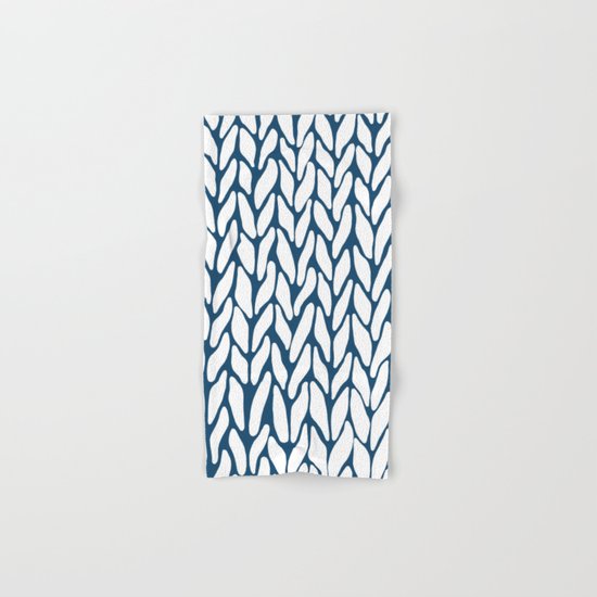 Hand Knitted Navy Hand & Bath Towel