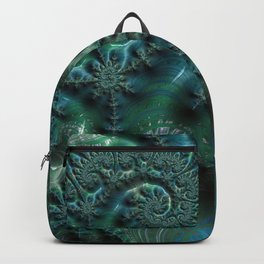 Emerald Elegance Backpack | Graphicdesign, Black, Fractal, Blue, Gray, Stripes, Green, Brown, Abstract, White 
